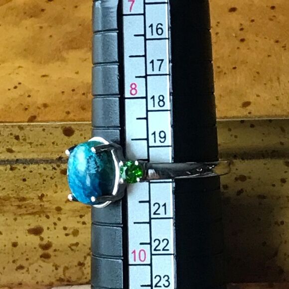 Natural Shadowkite Chrome Diopside Sterling Silver Ring Size 9 - Picture 5 of 9